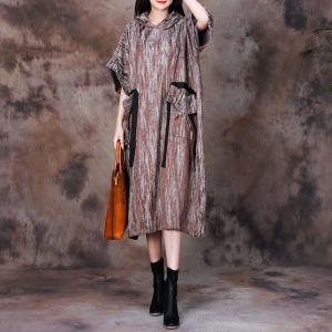 Grunge Style Pocket Hooded Dress Ribbon Plump Dress