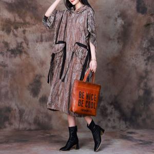 Grunge Style Pocket Hooded Dress Ribbon Plump Dress