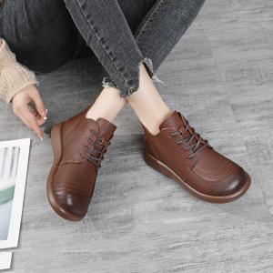 Round Toe Soft Cowhide Martin Boots