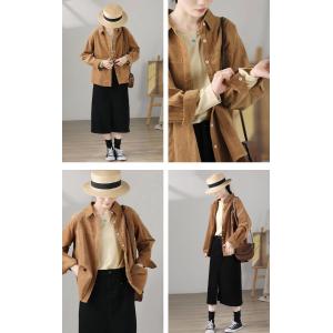 Vintage Long Sleeves Corduroy Shirt Ladies Cotton Shacket