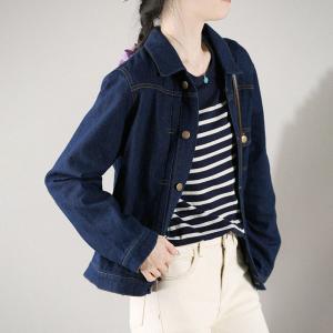 Cotton Linen Jean Jacket Oversized Dark Wash Jacket