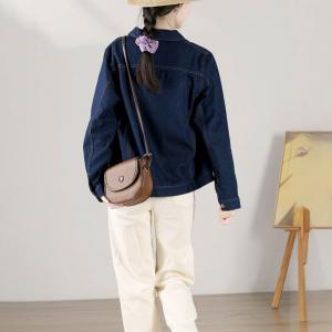 Cotton Linen Jean Jacket Oversized Dark Wash Jacket