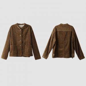 Classic Corduroy Short Jacket Womens Brown Shacket