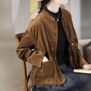 Classic Corduroy Short Jacket Womens Brown Shacket