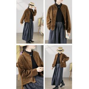 Classic Corduroy Short Jacket Womens Brown Shacket