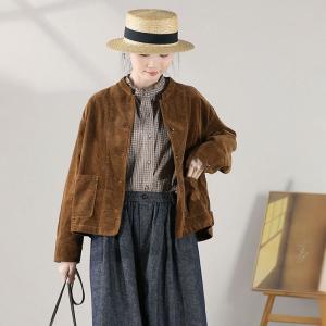 Classic Corduroy Short Jacket Womens Brown Shacket