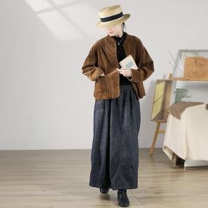 Classic Corduroy Short Jacket Womens Brown Shacket