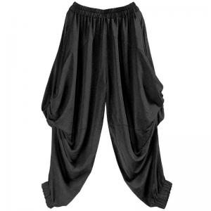 Low Crotch Yellow Harem Pants Pleated Customized Pants