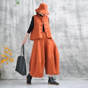 Eastern Buttons Woolen Waistcoat Designer Orange Vest