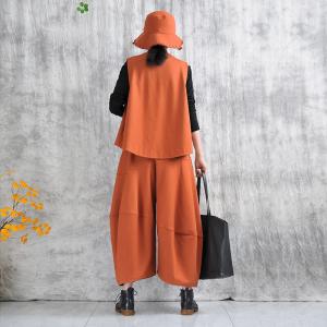 Eastern Buttons Woolen Waistcoat Designer Orange Vest