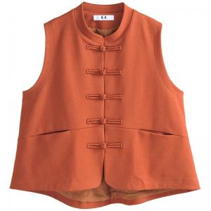 Eastern Buttons Woolen Waistcoat Designer Orange Vest