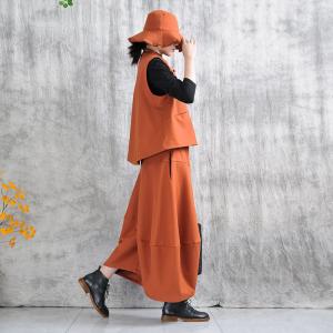 Eastern Buttons Woolen Waistcoat Designer Orange Vest