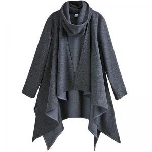 Cotton and Wool Dark Gray Customized Waterfall Cardigan