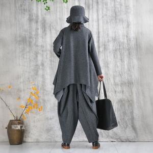 Wool Blend Dark Gray Designer Elephant Pants