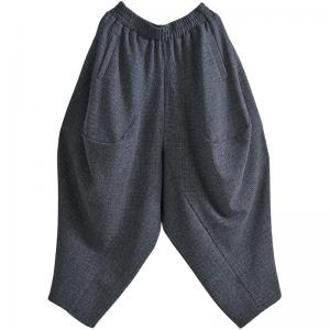 Wool Blend Dark Gray Designer Elephant Pants