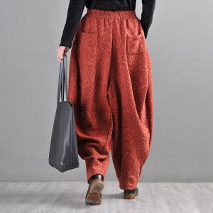 Designer Cotton Linen Jacquard Harem Pants