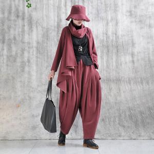 Winter Pleated Low Crotch Carrot Pants