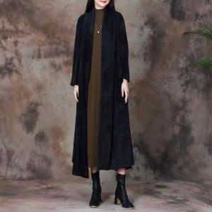 Earthy Tone Wool Long Cardigan Elegant Tied Coat