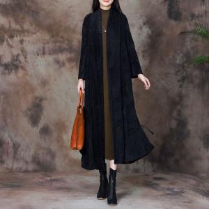 Earthy Tone Wool Long Cardigan Elegant Tied Coat