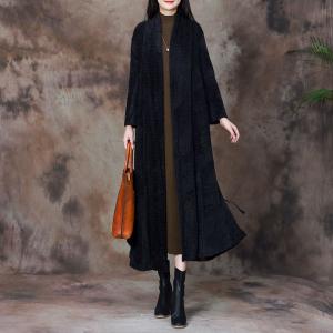 Earthy Tone Wool Long Cardigan Elegant Tied Coat