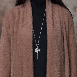 Earthy Tone Wool Long Cardigan Elegant Tied Coat