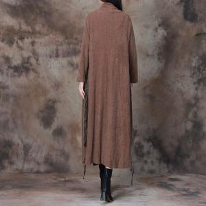 Earthy Tone Wool Long Cardigan Elegant Tied Coat