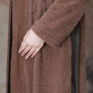 Earthy Tone Wool Long Cardigan Elegant Tied Coat