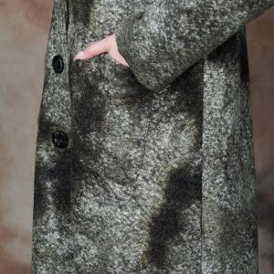 Colors Inking Hooded Coat H-Shape Wool Coat