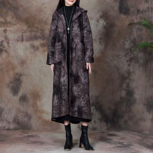 Colors Inking Hooded Coat H-Shape Wool Coat