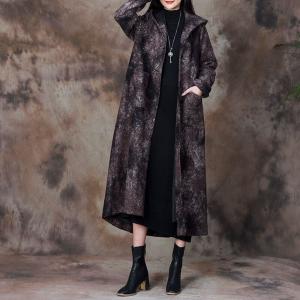 Colors Inking Hooded Coat H-Shape Wool Coat