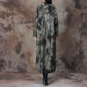 Colors Inking Hooded Coat H-Shape Wool Coat