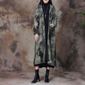 Colors Inking Hooded Coat H-Shape Wool Coat