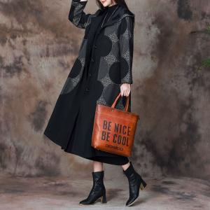 Office Casual Fleeced Polka Dot Coat Cotton Hooded Trench Coat