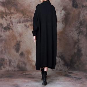 Puff Sleeves Chunky Knit Cardigan Loose Long Overcoat