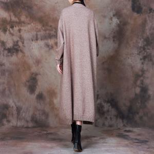 Puff Sleeves Chunky Knit Cardigan Loose Long Overcoat