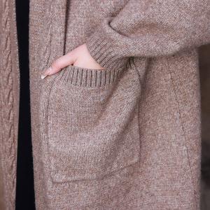 Puff Sleeves Chunky Knit Cardigan Loose Long Overcoat