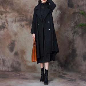 Mid-Calf Tailored Collar Coat Pleated Business Peacoat