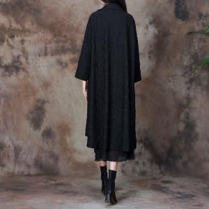 Mid-Calf Tailored Collar Coat Pleated Business Peacoat