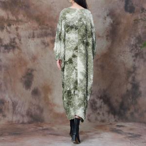 Tied V-Neck Pleated Caftan Inking Designer Dress