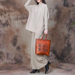 High Collar Knit Sweater with Cashmere Blend Long Pants