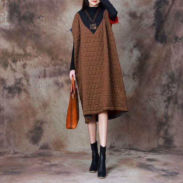 Front and Back V-Neck Tied Cocoon Sweater Dress
