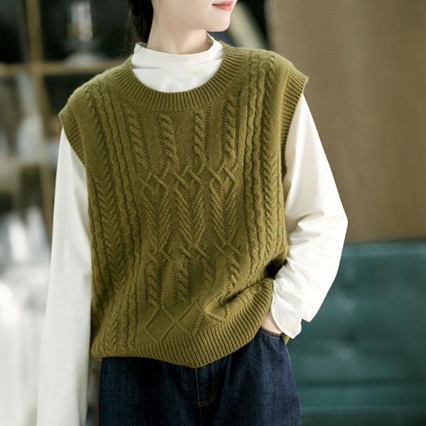 Sheep Wool Chunky Knit Sweater Vest