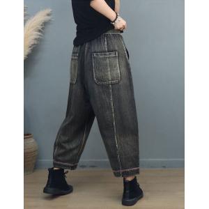 Relax-Fit Drawstring Waist Jeans Stone Wash 90s Jeans