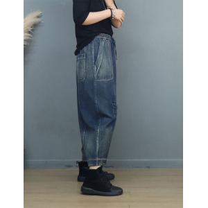 Relax-Fit Drawstring Waist Jeans Stone Wash 90s Jeans