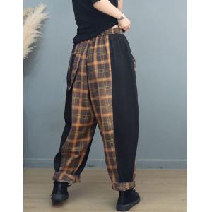 Black Contrast Gingham Jeans Drawstring Waist Spirit Pants