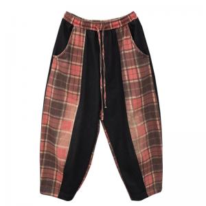 Black Contrast Gingham Jeans Drawstring Waist Spirit Pants