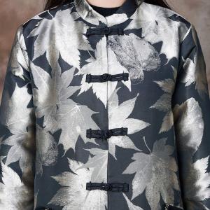 Chinese Fog Buttons H-Shaped Coat Lace Pocket Printed Coat