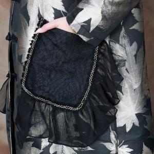 Chinese Fog Buttons H-Shaped Coat Lace Pocket Printed Coat