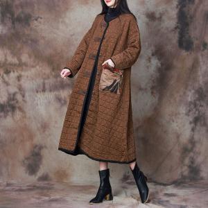 Printed Patched Pocket Loose Coat Applique Quilted Coat