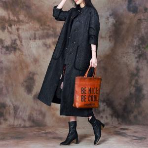 Big Pocket Jacquard Eastern Black Coat